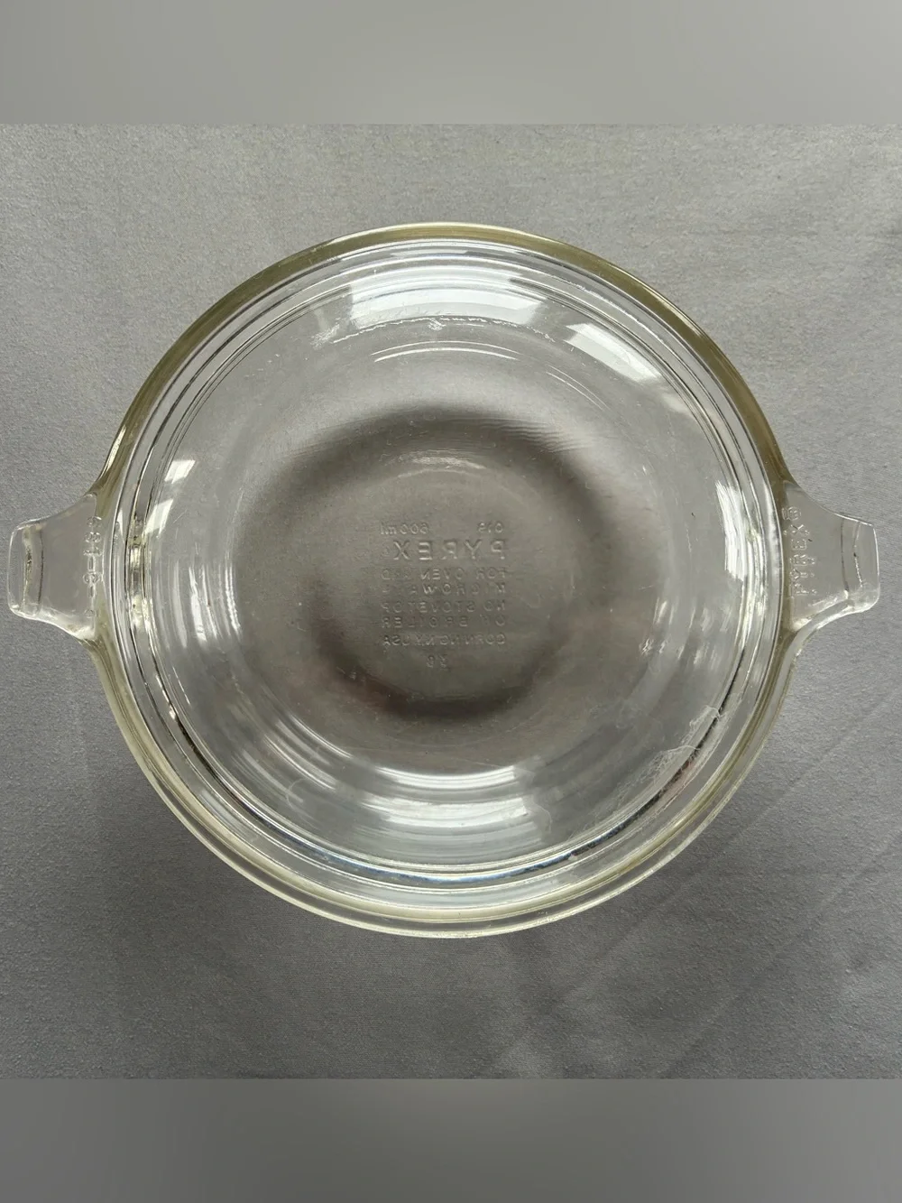 Pyrex 019 600ml Clear Glass Casserole Dish w Lid Round Corning USA
